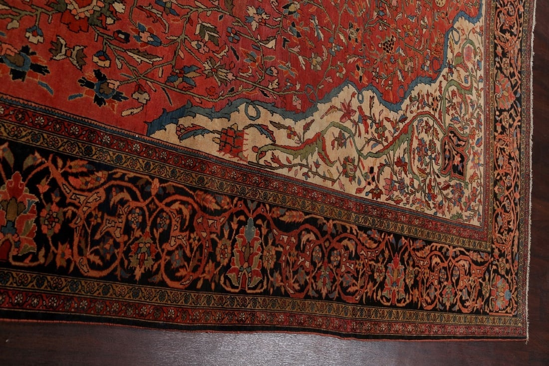 Pre-1900 Antique Vegetable Dye Sarouk Farahan Persian Area Rug 9x12 - 15