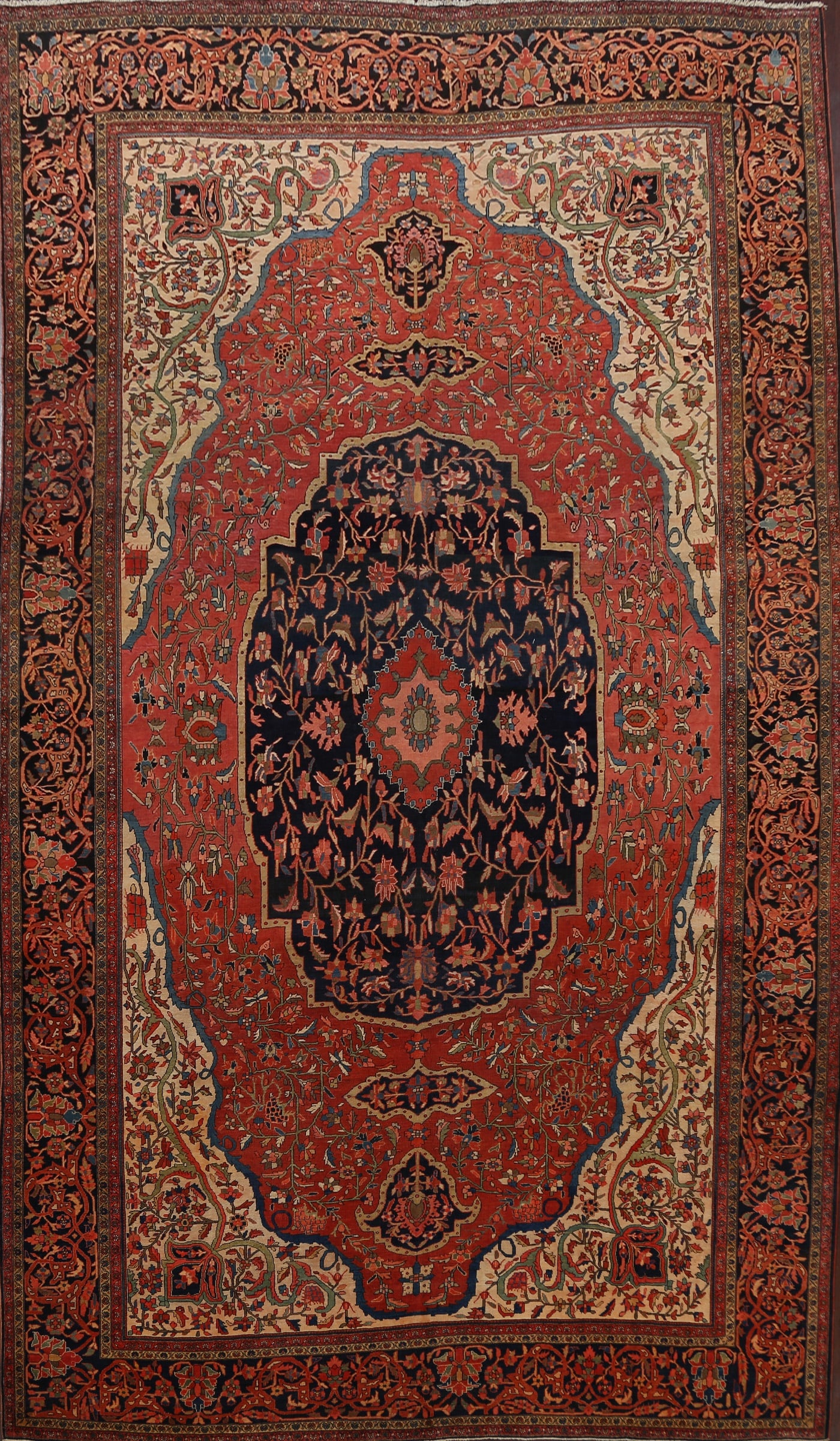Pre-1900 Antique Vegetable Dye Sarouk Farahan Persian Area Rug 9x12 (1 of 20)