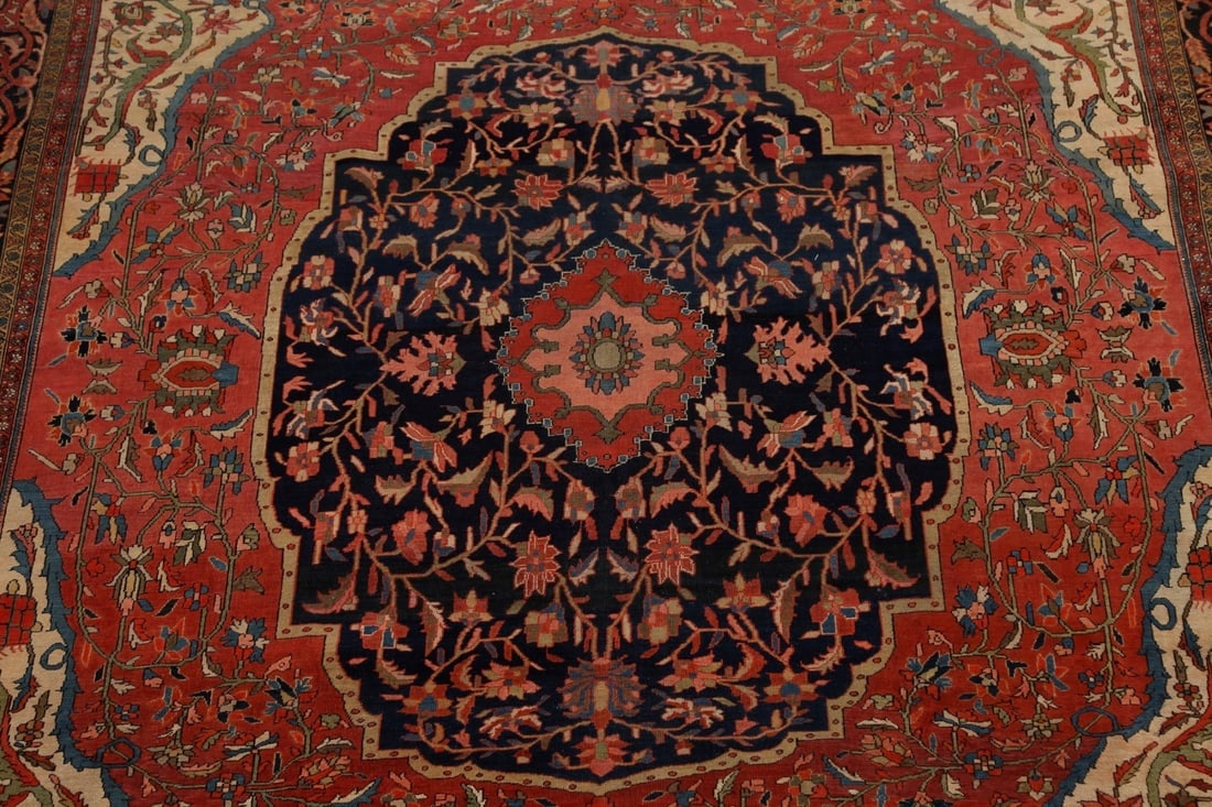 Pre-1900 Antique Vegetable Dye Sarouk Farahan Persian Area Rug 9x12 - 4