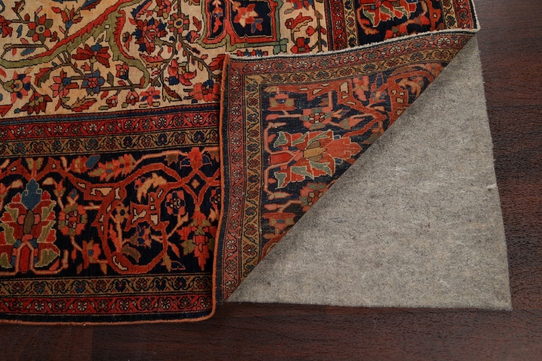 Pre-1900 Antique Vegetable Dye Sarouk Farahan Persian Area Rug 9x12 - 7