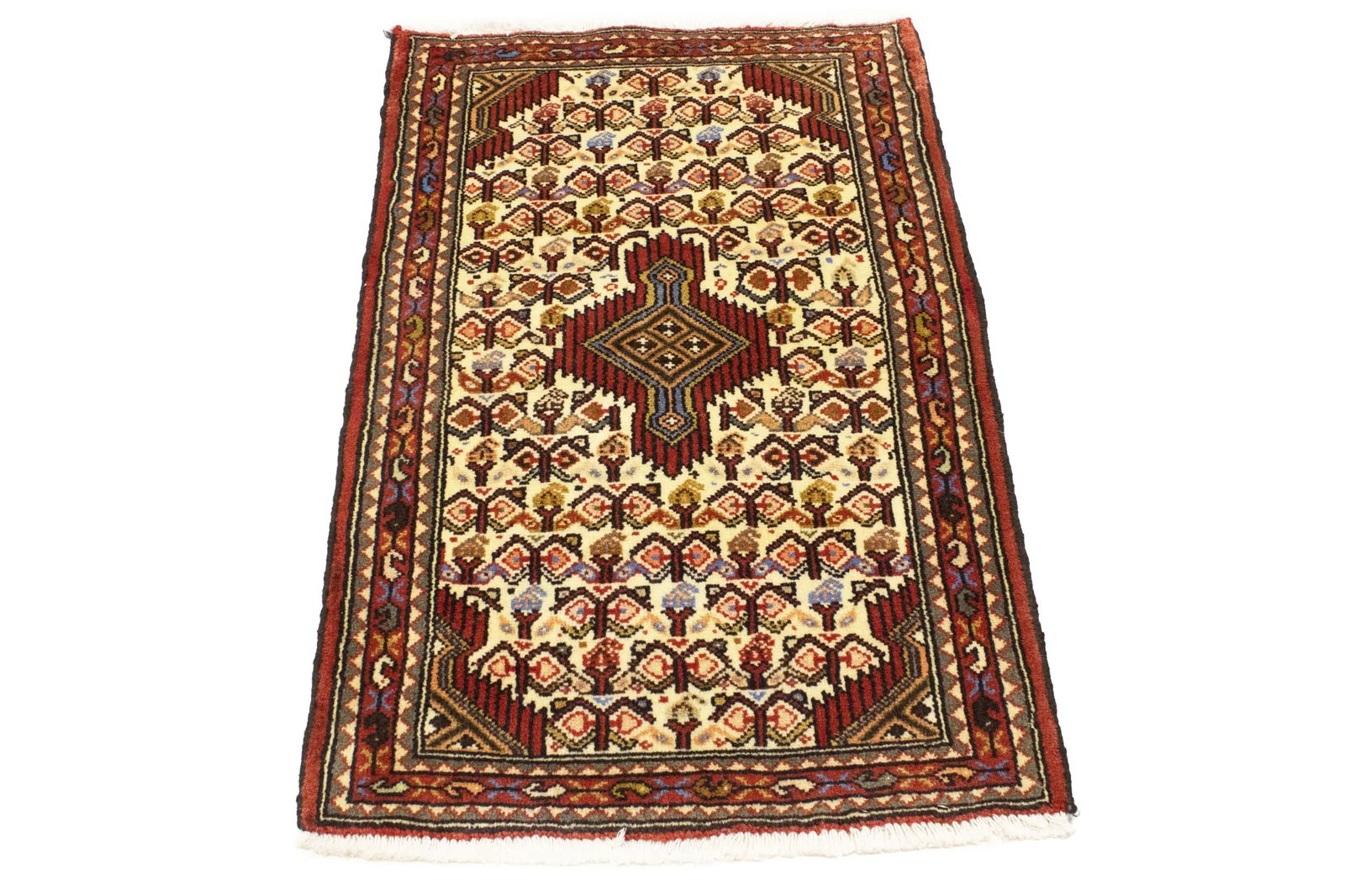 Cream Vintage Tribal 2'2X3'5 Geometric Oriental Persian Rug - 12