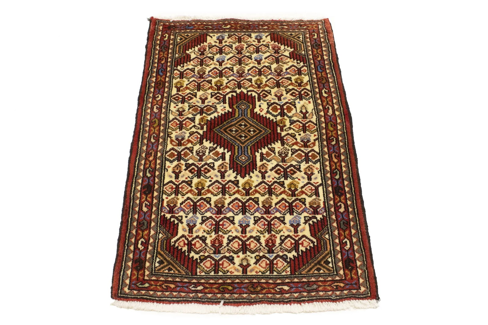 Cream Vintage Tribal 2'2X3'5 Geometric Oriental Persian Rug - 2