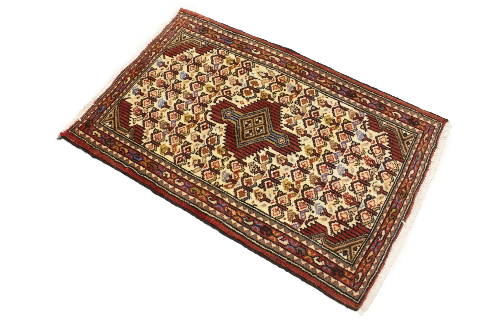 Cream Vintage Tribal 2'2X3'5 Geometric Oriental Persian Rug - 3