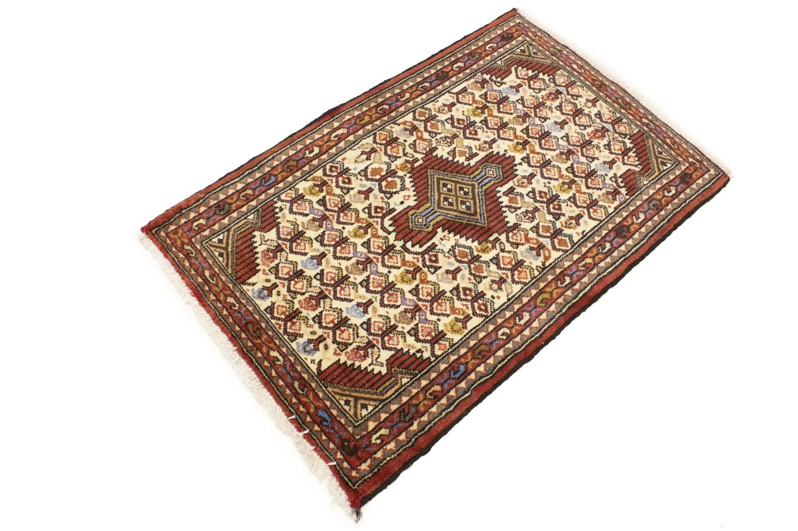 Cream Vintage Tribal 2'2X3'5 Geometric Oriental Persian Rug - 4