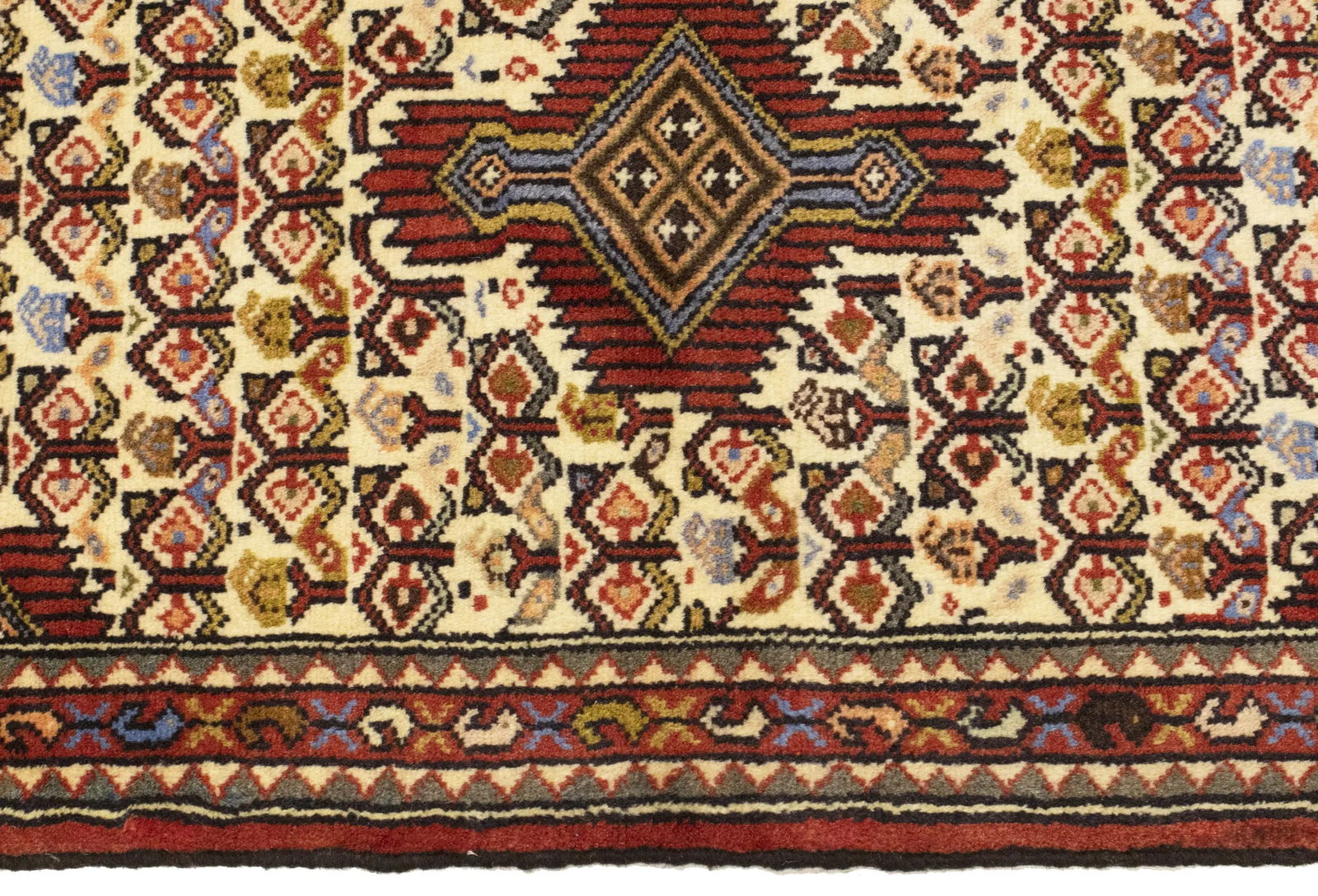 Cream Vintage Tribal 2'2X3'5 Geometric Oriental Persian Rug - 9