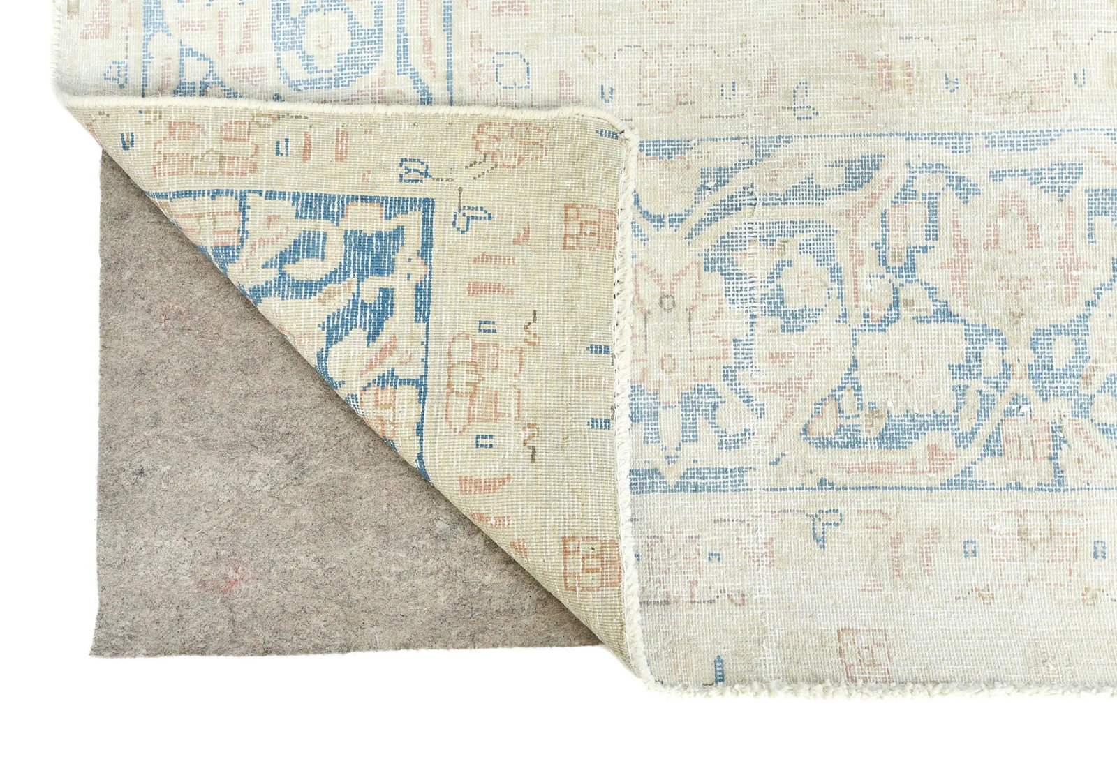 Antique Muted Beige Floral 10X13 Distressed Vintage Oriental Rug - 9