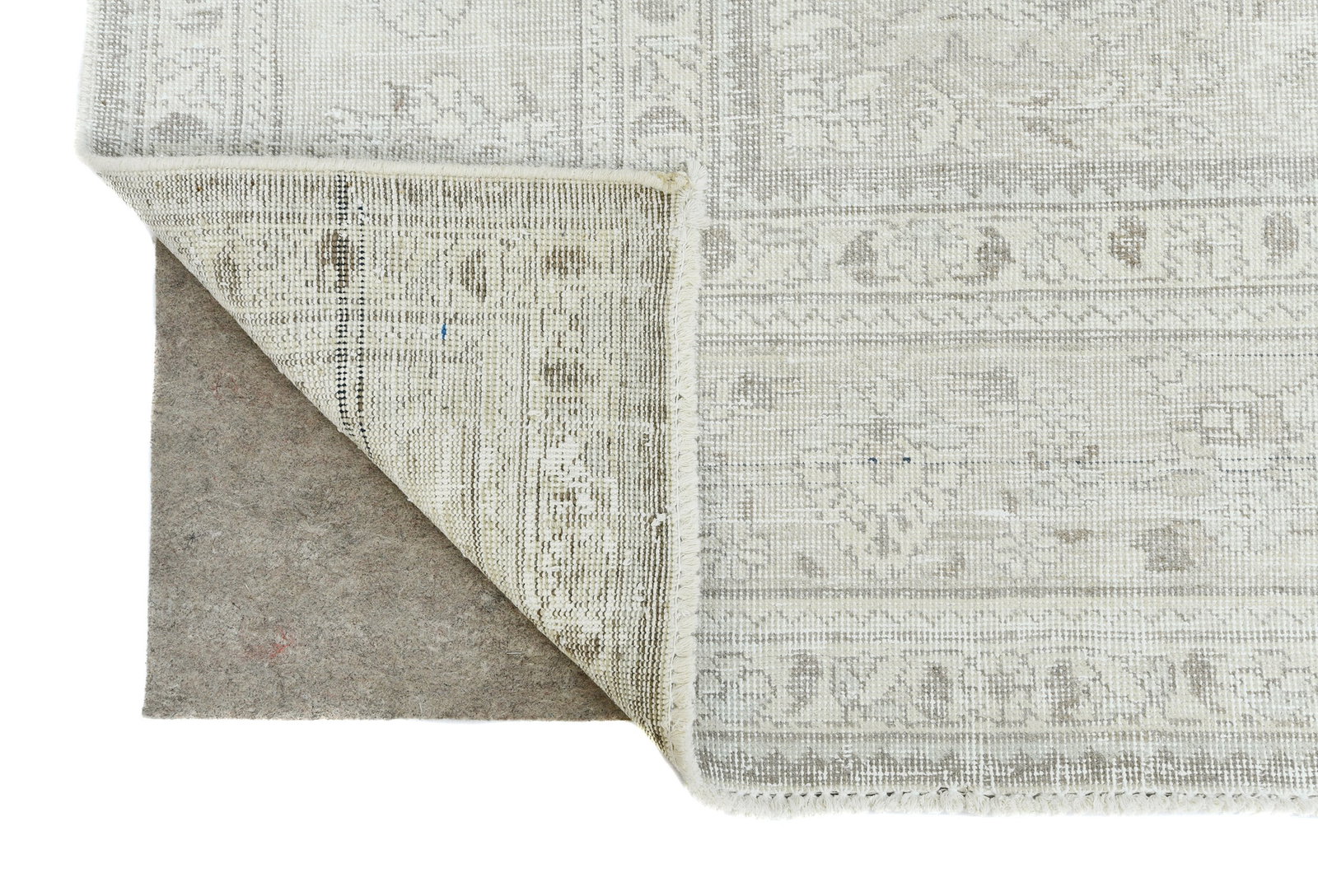 Antique Muted Beige Floral 9'8X12'4 Distressed Vintage Oriental Rug - 13