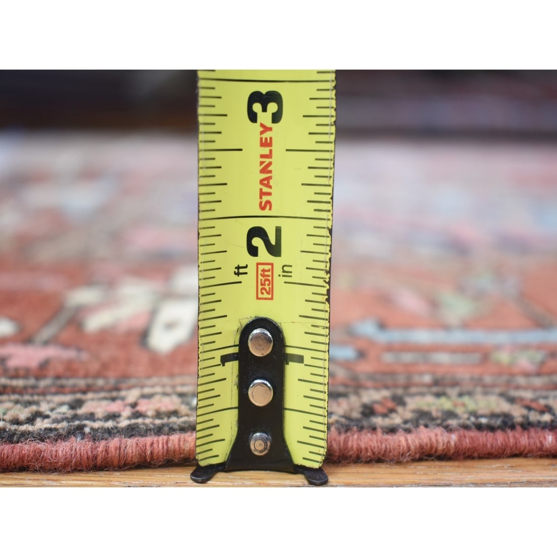 Red Antique Persian Serapi Heriz Abrash Hand Knotted Wool Rug - 6