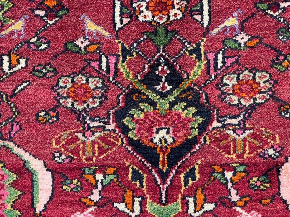 Hand-Knotted Sarouk Semi-Antique Wool Reds Blues Oriental Area Rug 4'6" x 6'9" - 6