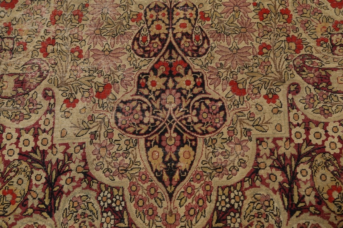 Pre-1900 Antique Vegetable Dye Kerman Lavar Persian Rug 9x13 - 10