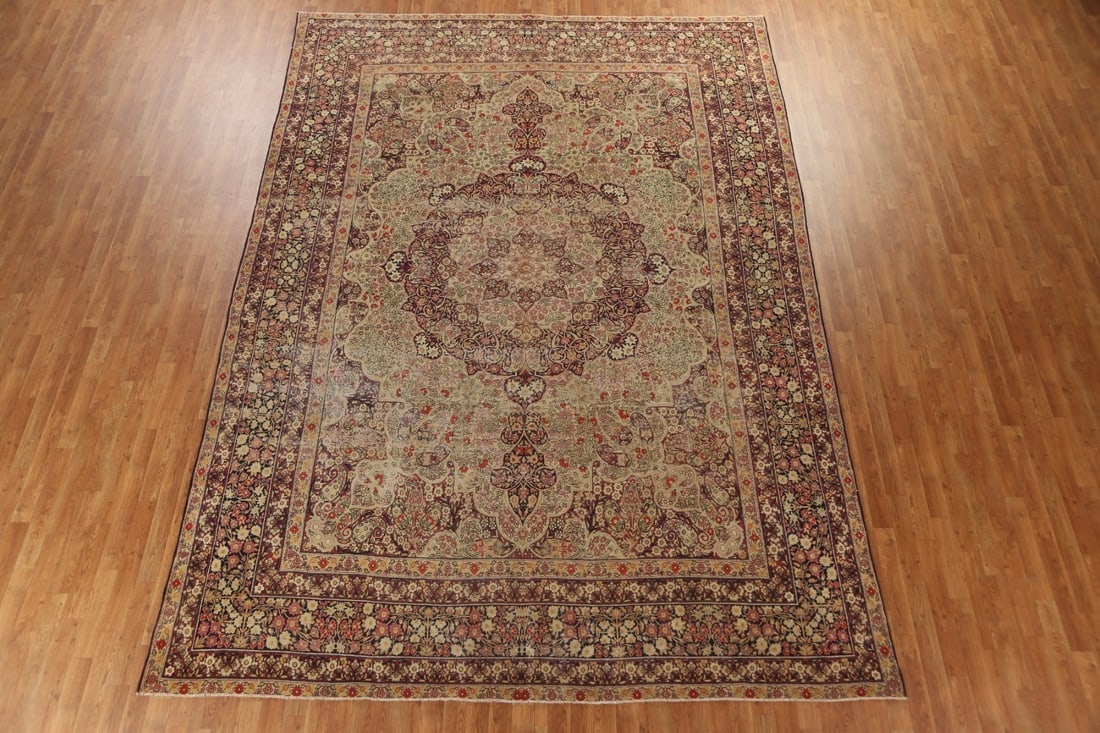 Pre-1900 Antique Vegetable Dye Kerman Lavar Persian Rug 9x13 - 3