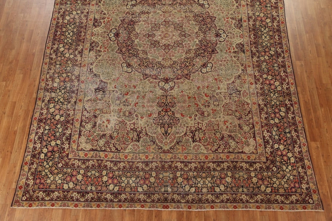 Pre-1900 Antique Vegetable Dye Kerman Lavar Persian Rug 9x13 - 6