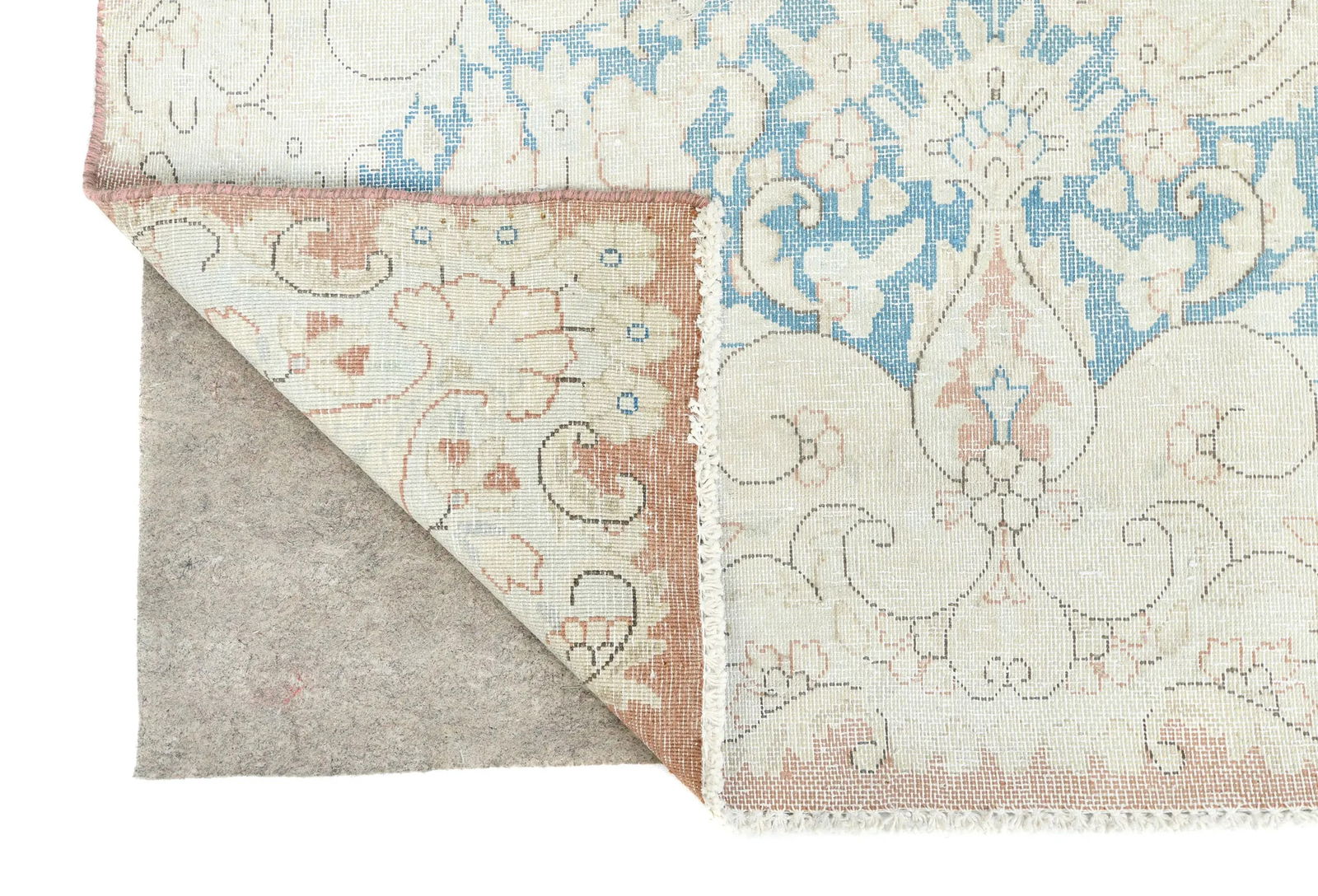 Antique Muted Rust Floral 10X13 Distressed Vintage Oriental Rug - 12