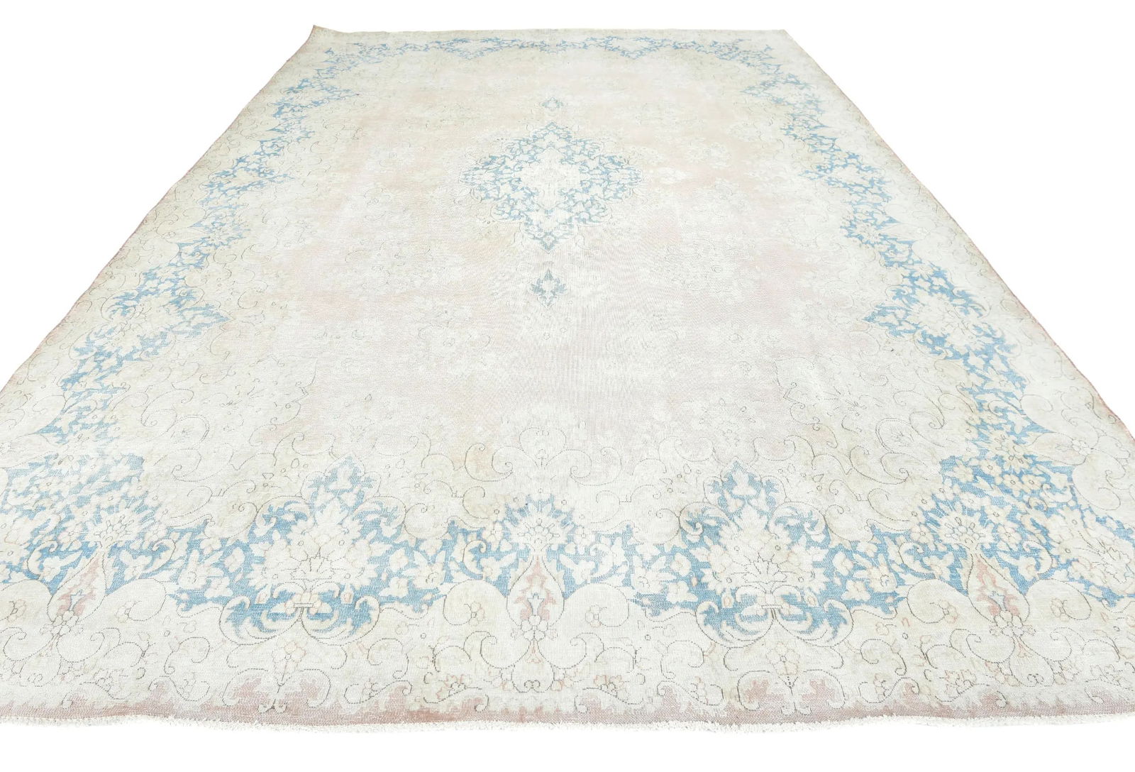 Antique Muted Rust Floral 10X13 Distressed Vintage Oriental Rug - 2