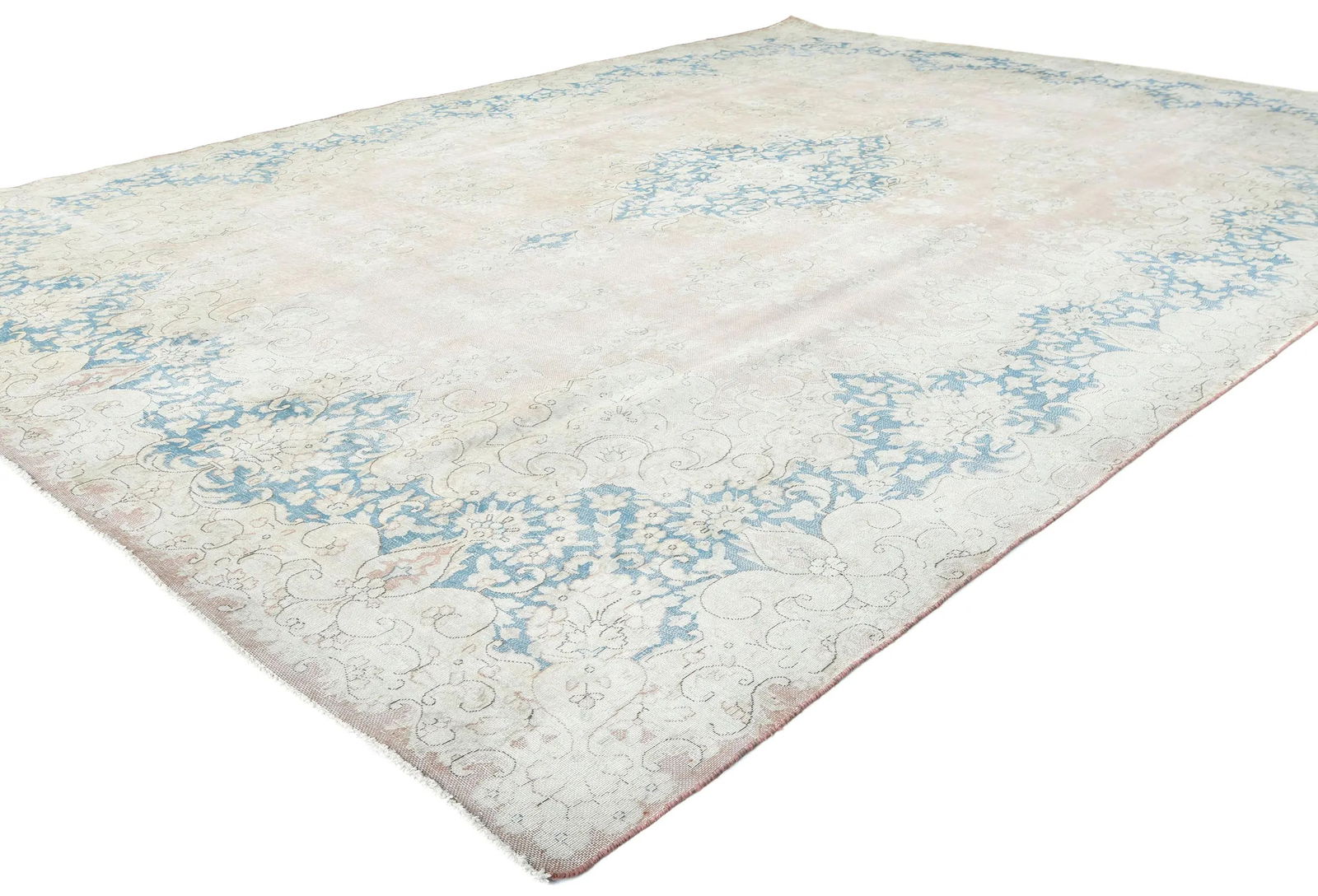 Antique Muted Rust Floral 10X13 Distressed Vintage Oriental Rug - 3