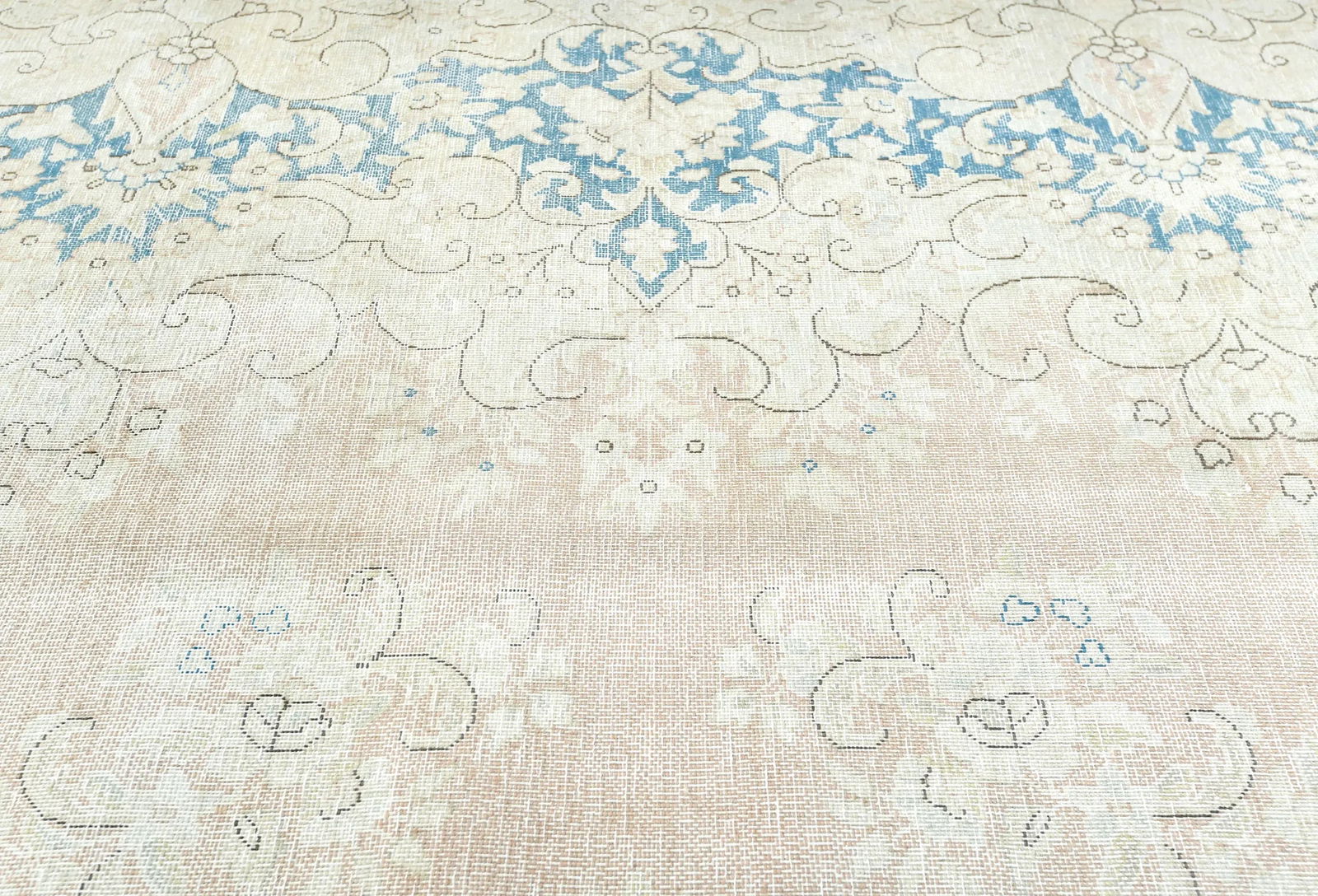 Antique Muted Rust Floral 10X13 Distressed Vintage Oriental Rug - 7