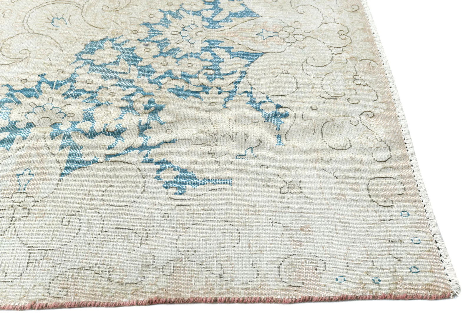 Antique Muted Rust Floral 10X13 Distressed Vintage Oriental Rug - 8