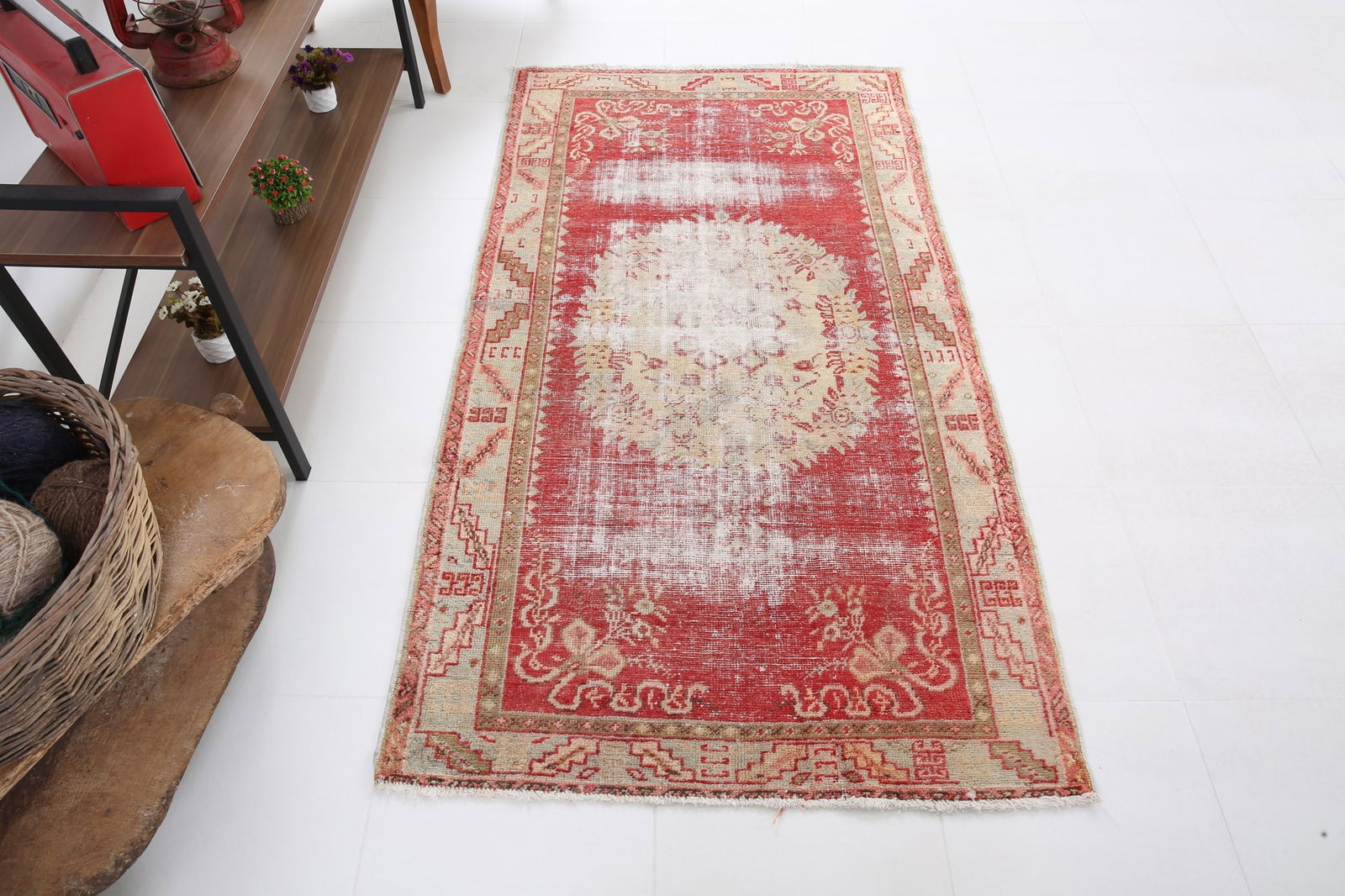 3'5'' x 6'2'' Handmade Vintage Wool Rug - 4734 - 5