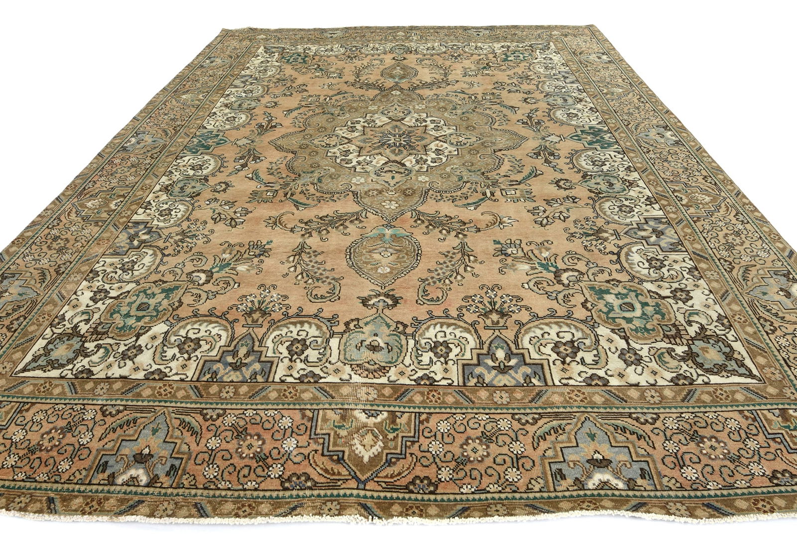 Semi Antique Muted Floral 9'8X12'5 Distressed Vintage Oriental Rug - 3