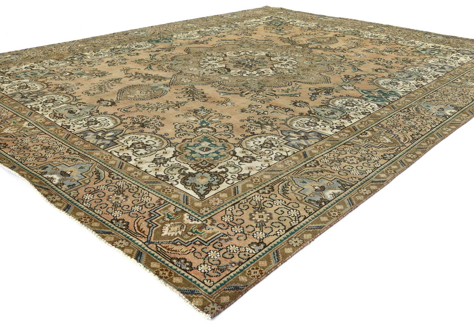 Semi Antique Muted Floral 9'8X12'5 Distressed Vintage Oriental Rug - 4