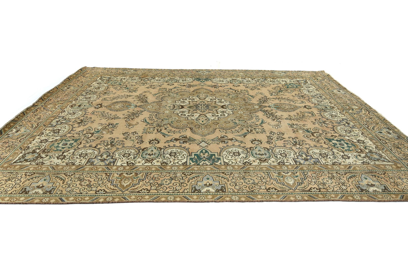 Semi Antique Muted Floral 9'8X12'5 Distressed Vintage Oriental Rug - 5