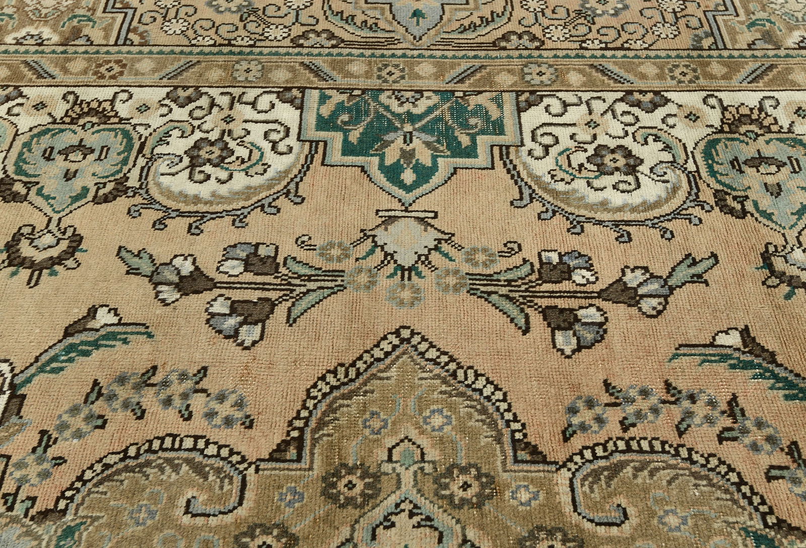 Semi Antique Muted Floral 9'8X12'5 Distressed Vintage Oriental Rug - 7