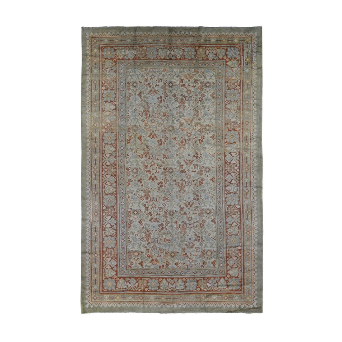 Beige, Antique European Donegal, Wool Hand Knotted Gallery Size Rug: Title: Beige, Antique European Donegal, Wool Hand Knotted Gallery Size Rug Description: This is a truly genuine one-of-a-kind. It has been Knotted for months and months in the centuries-old weaving cr