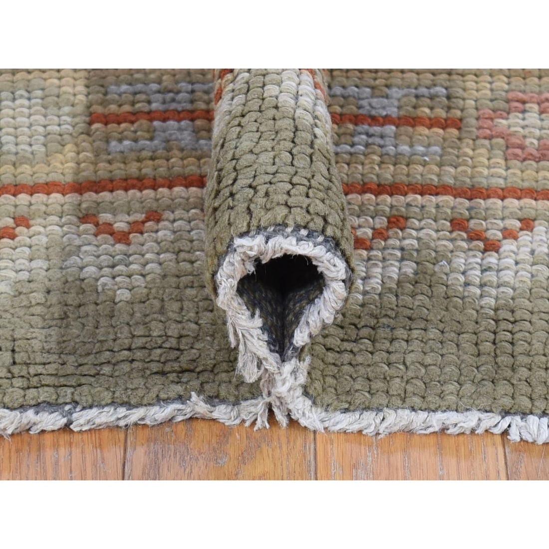 Beige, Antique European Donegal, Wool Hand Knotted Gallery Size Rug - 5