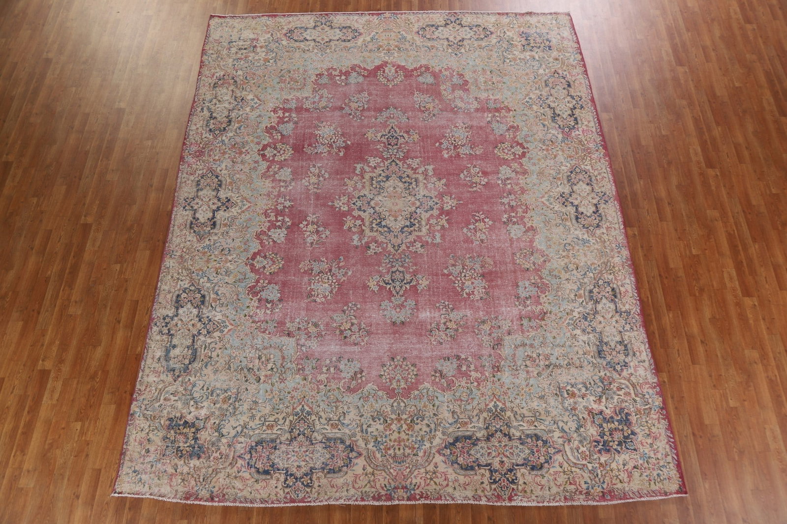 Antique Distressed Kerman Persian Wool Rug 10x12 - 18