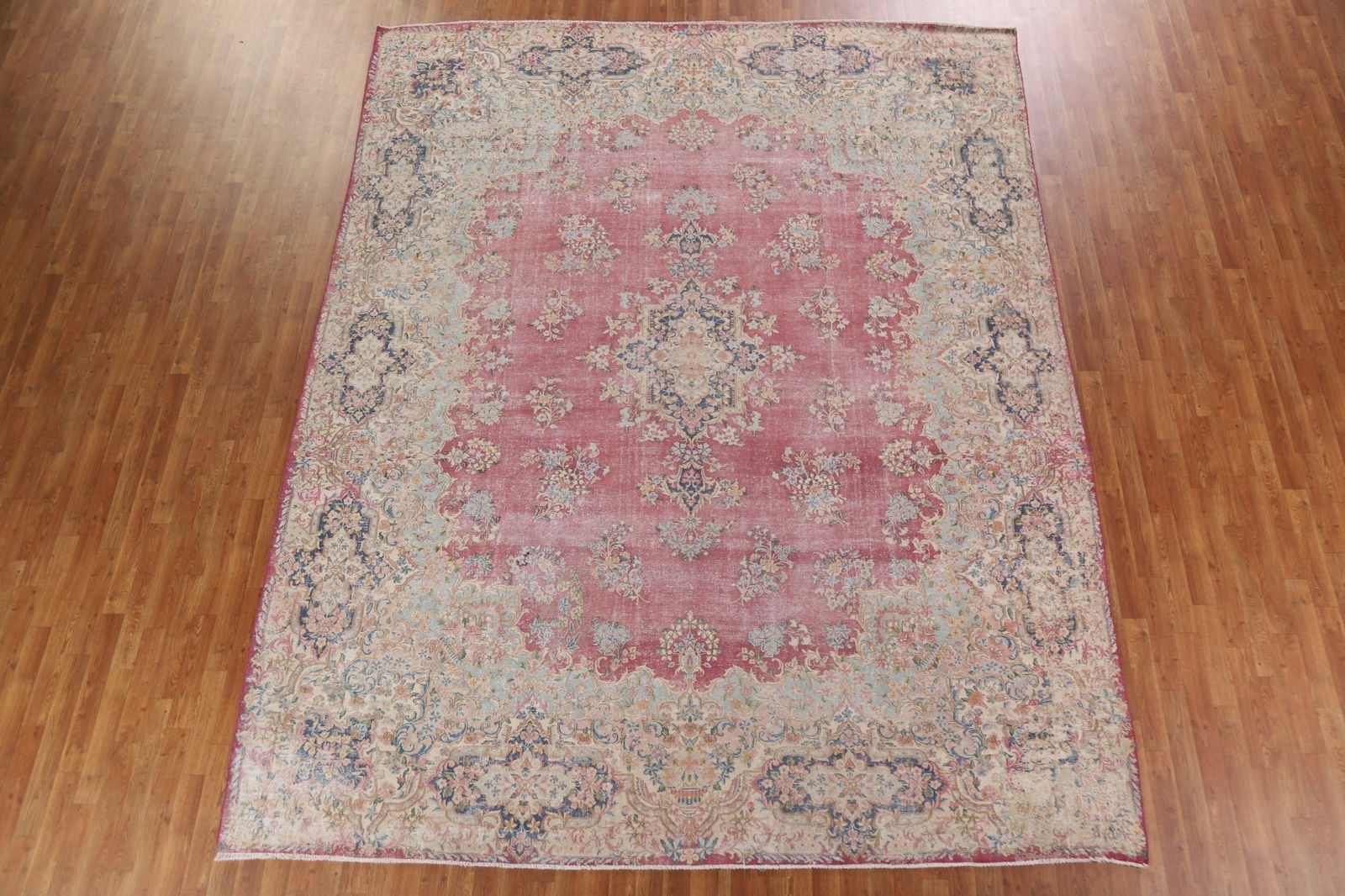 Antique Distressed Kerman Persian Wool Rug 10x12 - 3