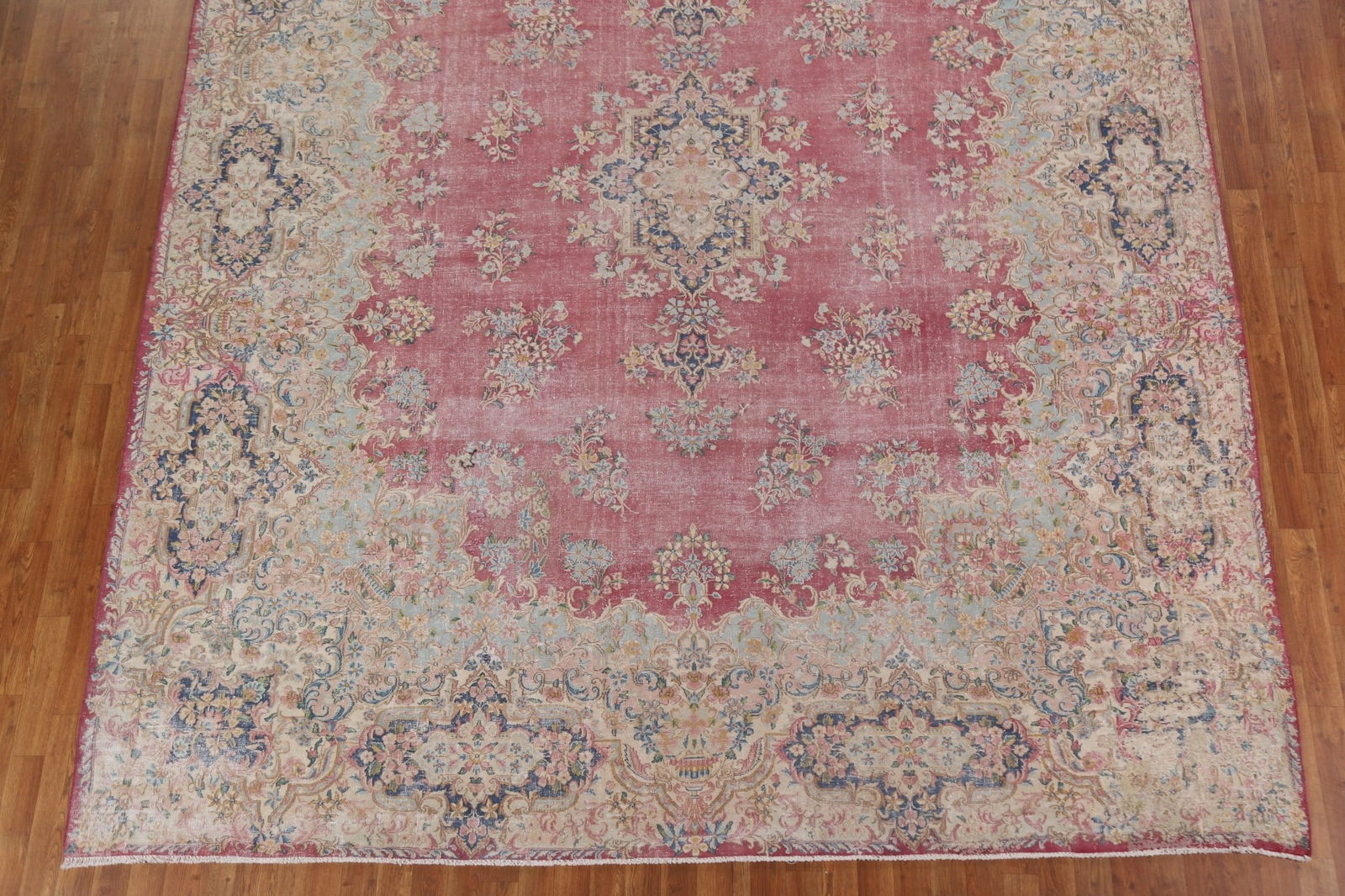 Antique Distressed Kerman Persian Wool Rug 10x12 - 6