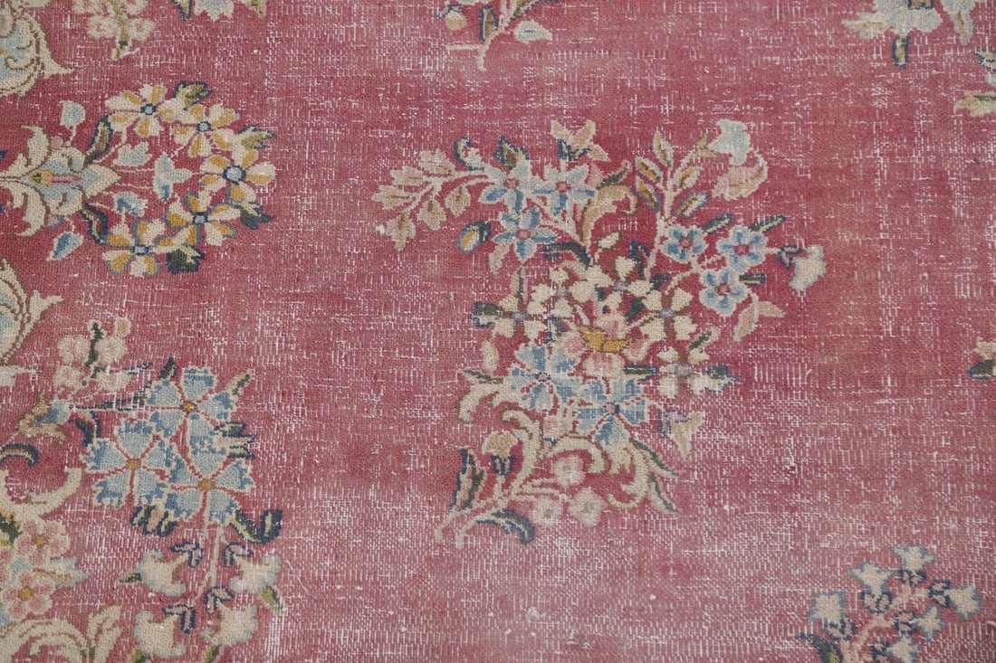 Antique Distressed Kerman Persian Wool Rug 10x12 - 9