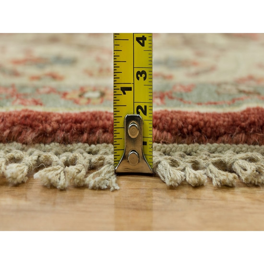 Rufous Red Hand Knotted Tebraz Antique Wool Runner Oriental Rug - 10