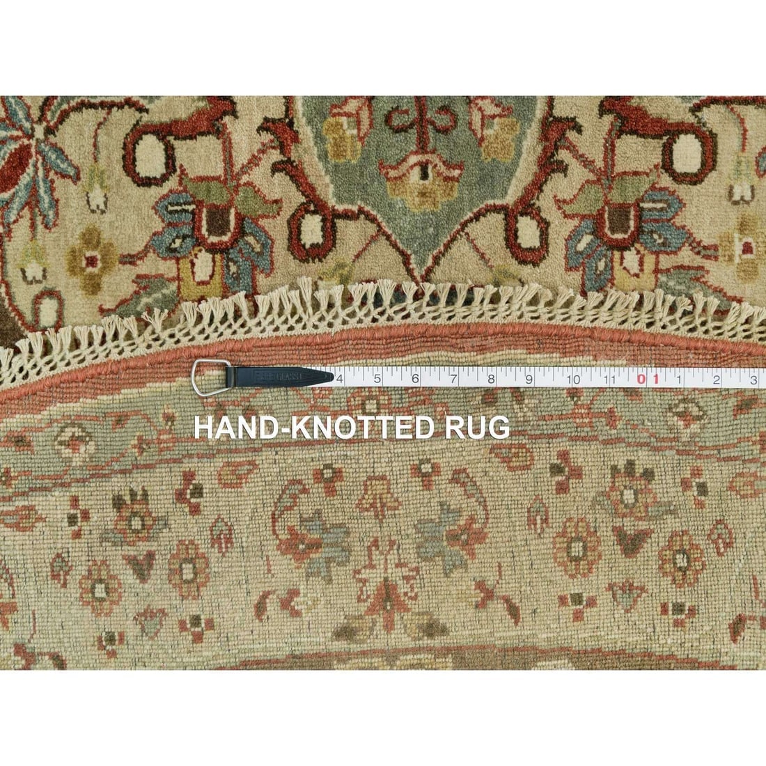 Rufous Red Hand Knotted Tebraz Antique Wool Runner Oriental Rug - 11