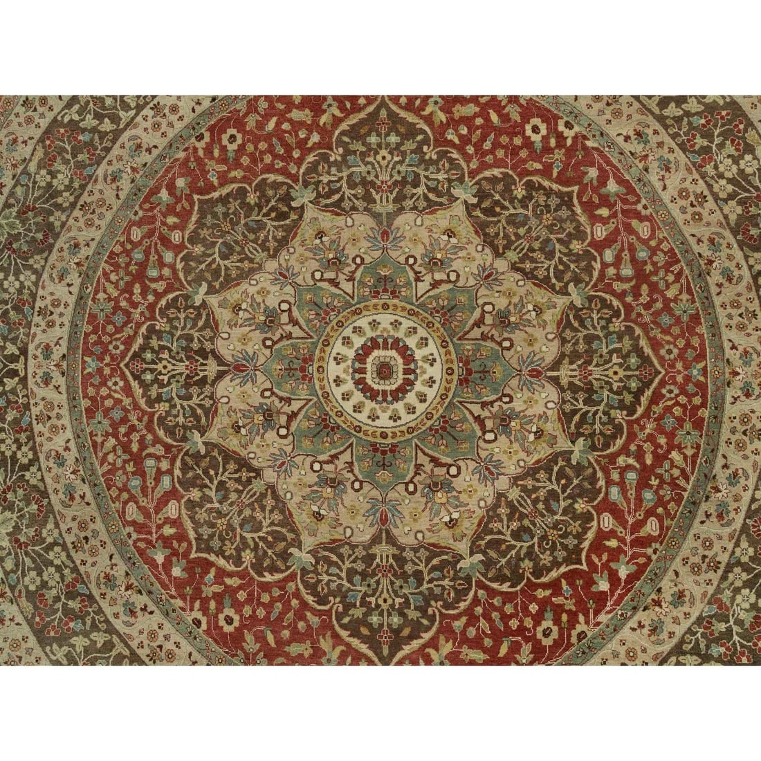 Rufous Red Hand Knotted Tebraz Antique Wool Runner Oriental Rug - 8