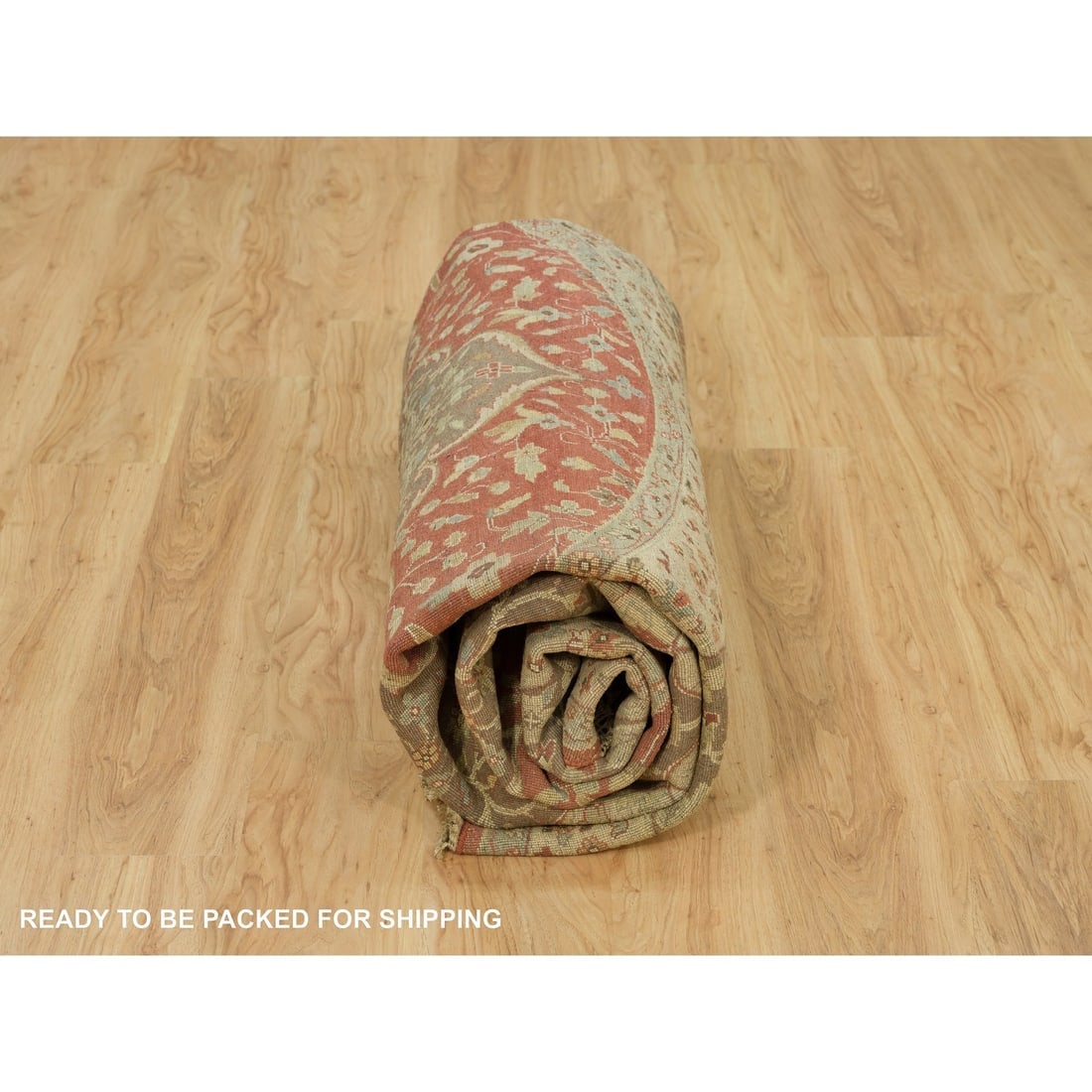 Rufous Red Hand Knotted Tebraz Antique Wool Runner Oriental Rug - 9