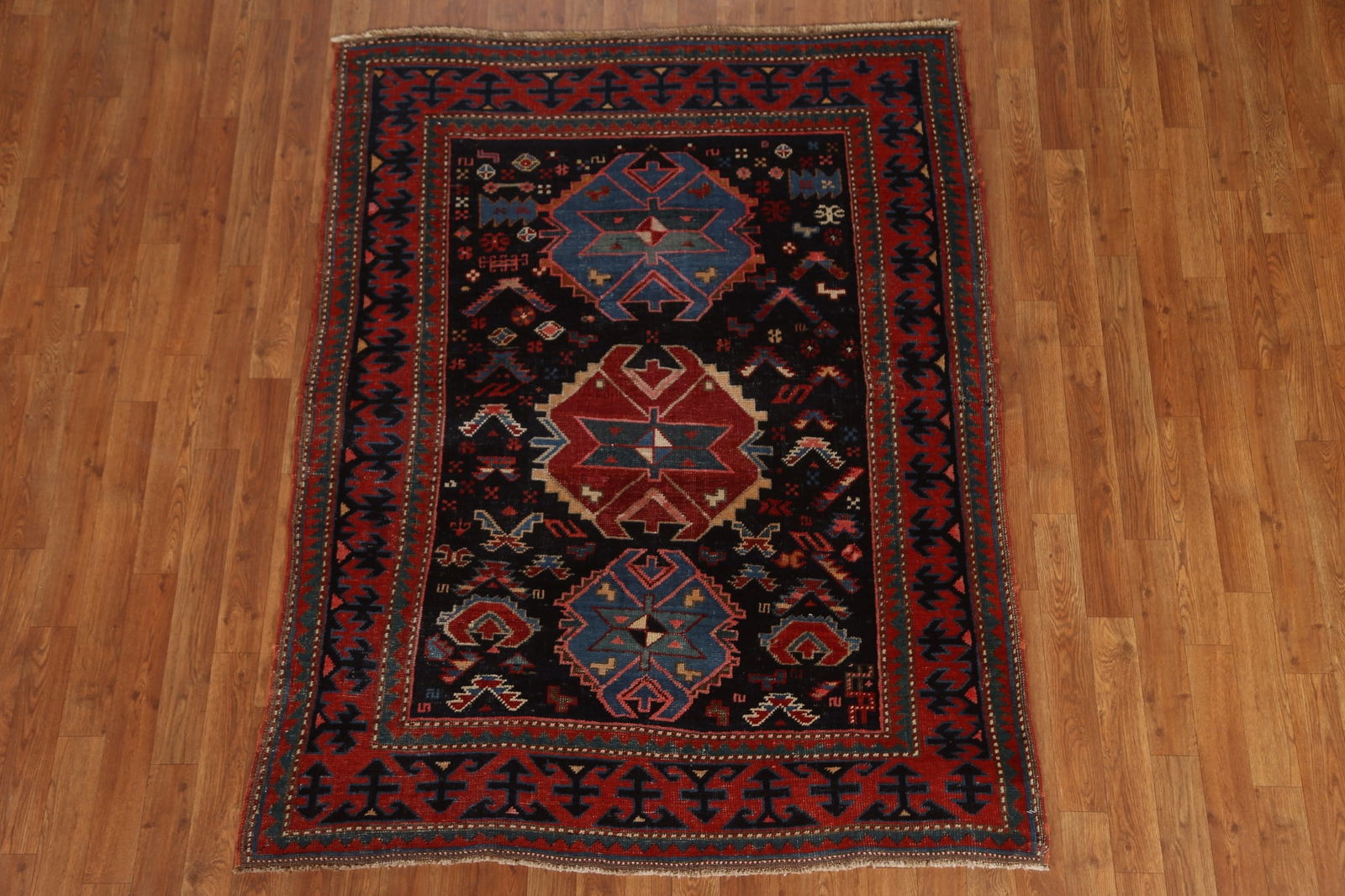 Pre-1900 Antique Caucasian Vegetable Dye Area Rug 4x6 - 16