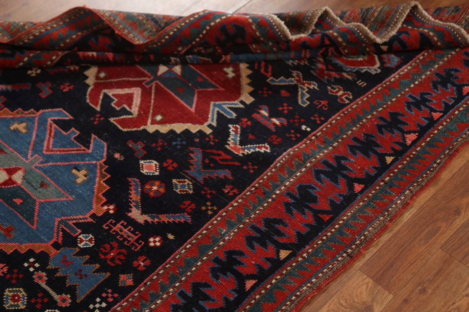 Pre-1900 Antique Caucasian Vegetable Dye Area Rug 4x6 - 17