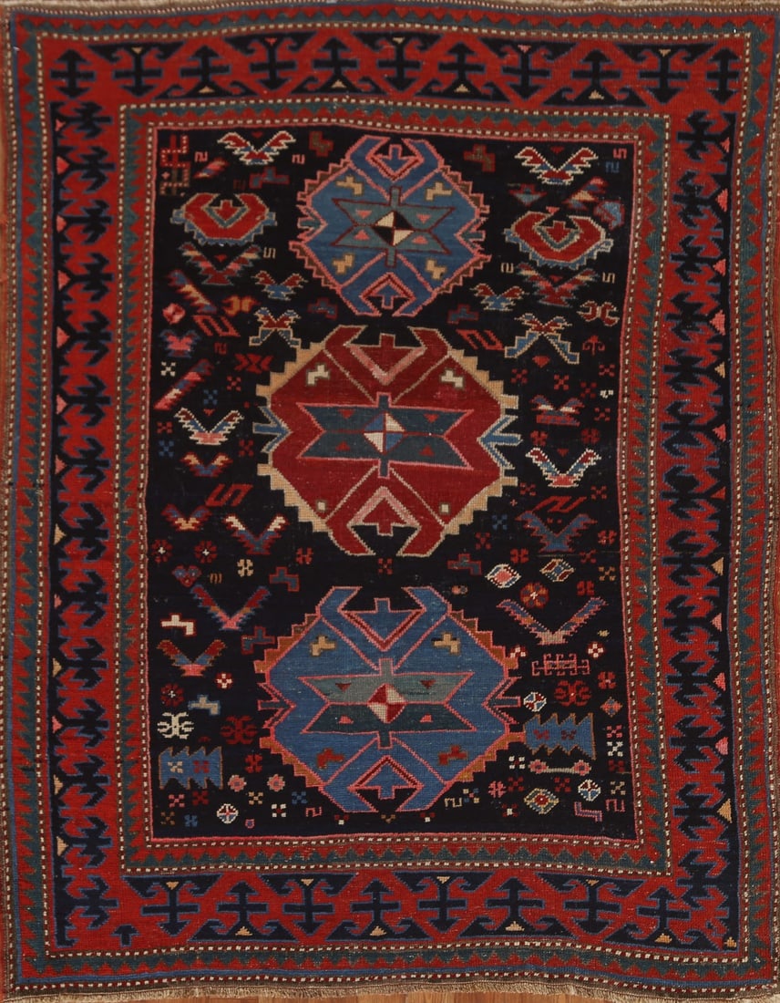 Pre-1900 Antique Caucasian Vegetable Dye Area Rug 4x6 (1 of 20)