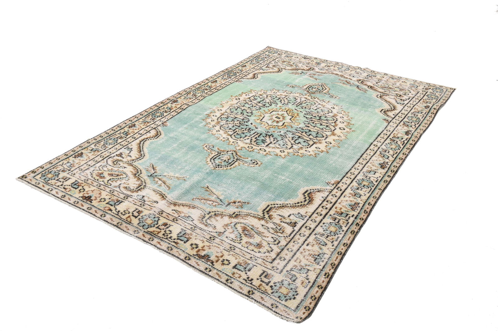 5'1'' x 7'8'' Handmade Vintage Wool Rug - 24776 - 2