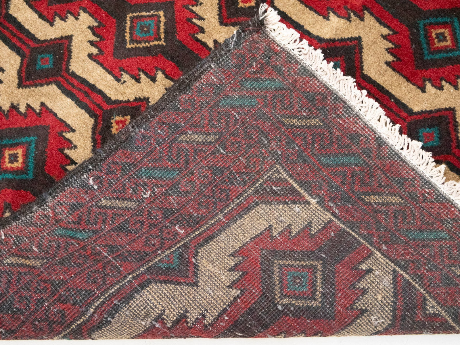 Vintage Beige Tribal 3'6X5'8 Balouch Persian Rug - 11