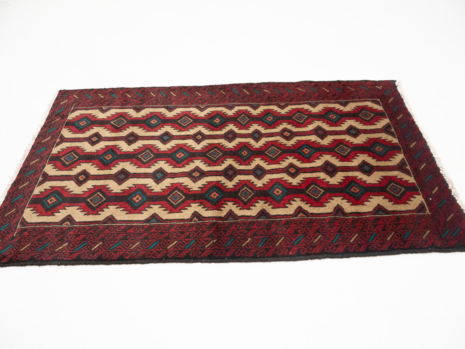 Vintage Beige Tribal 3'6X5'8 Balouch Persian Rug - 6