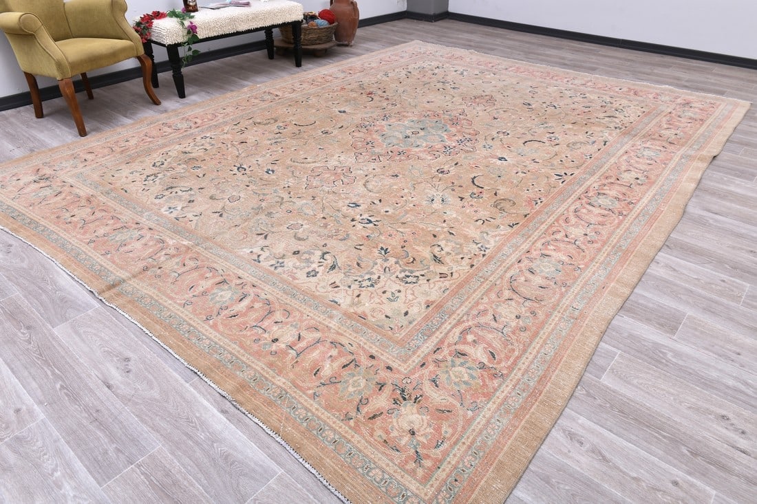 9'11'' x 13'1'' Handmade Vintage Wool Rug - 20671 - 2