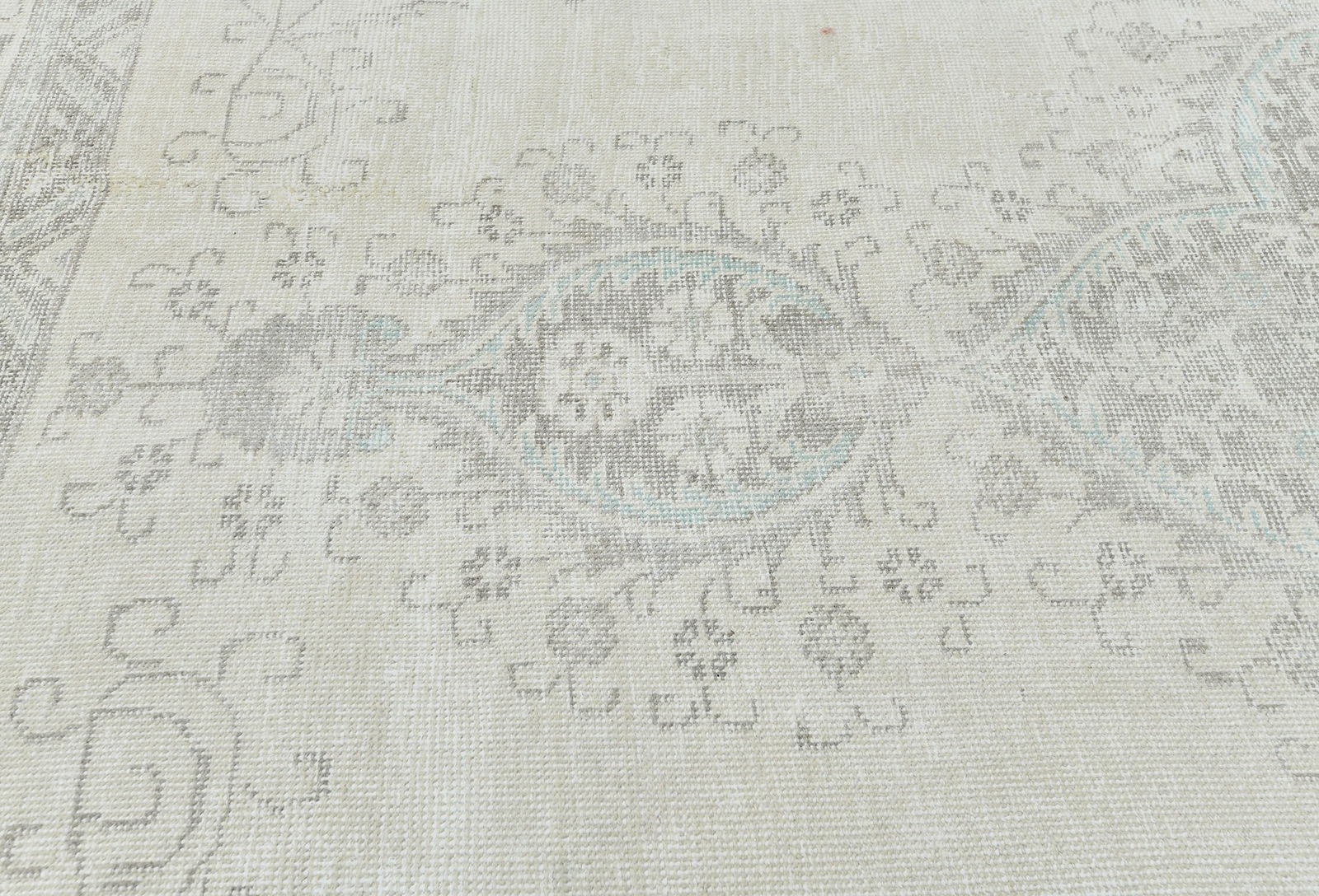 Antique Muted Beige Floral 9X12 Distressed Vintage Oriental Rug - 6