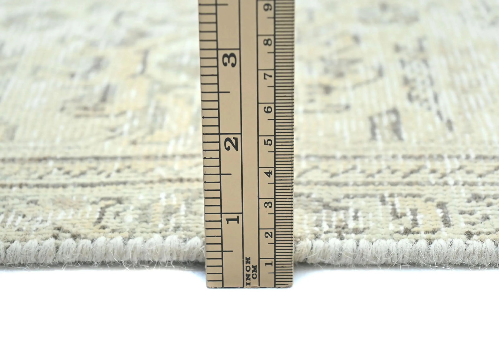 Antique Muted Beige Floral 7X10 Distressed Vintage Oriental Rug - 9