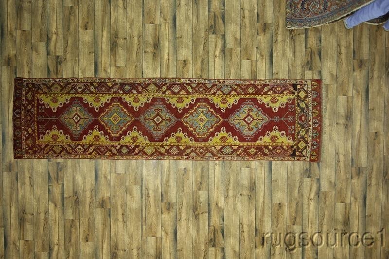 Antique 3x13 Oushak Turkish Oriental Runner Rug - 13