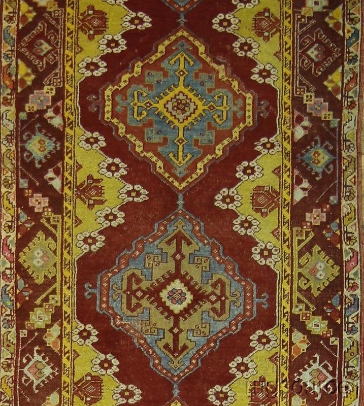 Antique 3x13 Oushak Turkish Oriental Runner Rug - 3