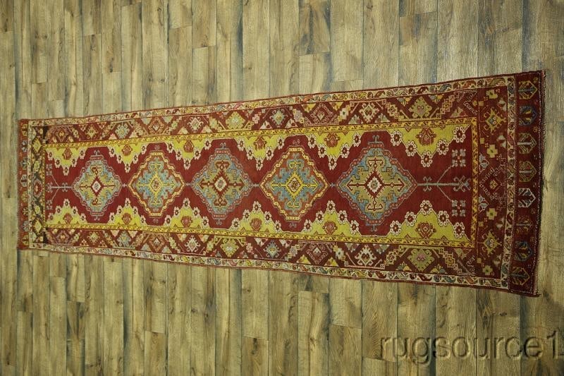 Antique 3x13 Oushak Turkish Oriental Runner Rug - 6