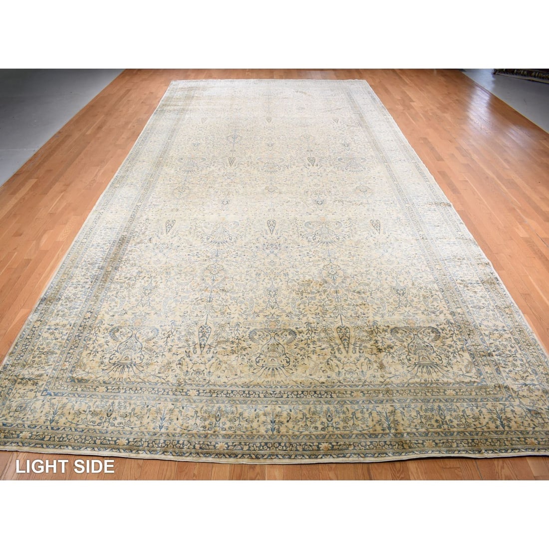 Brown, Antique Indo Kerman Hand Knotted Wool 250 KPSI Runnner Rug - 3