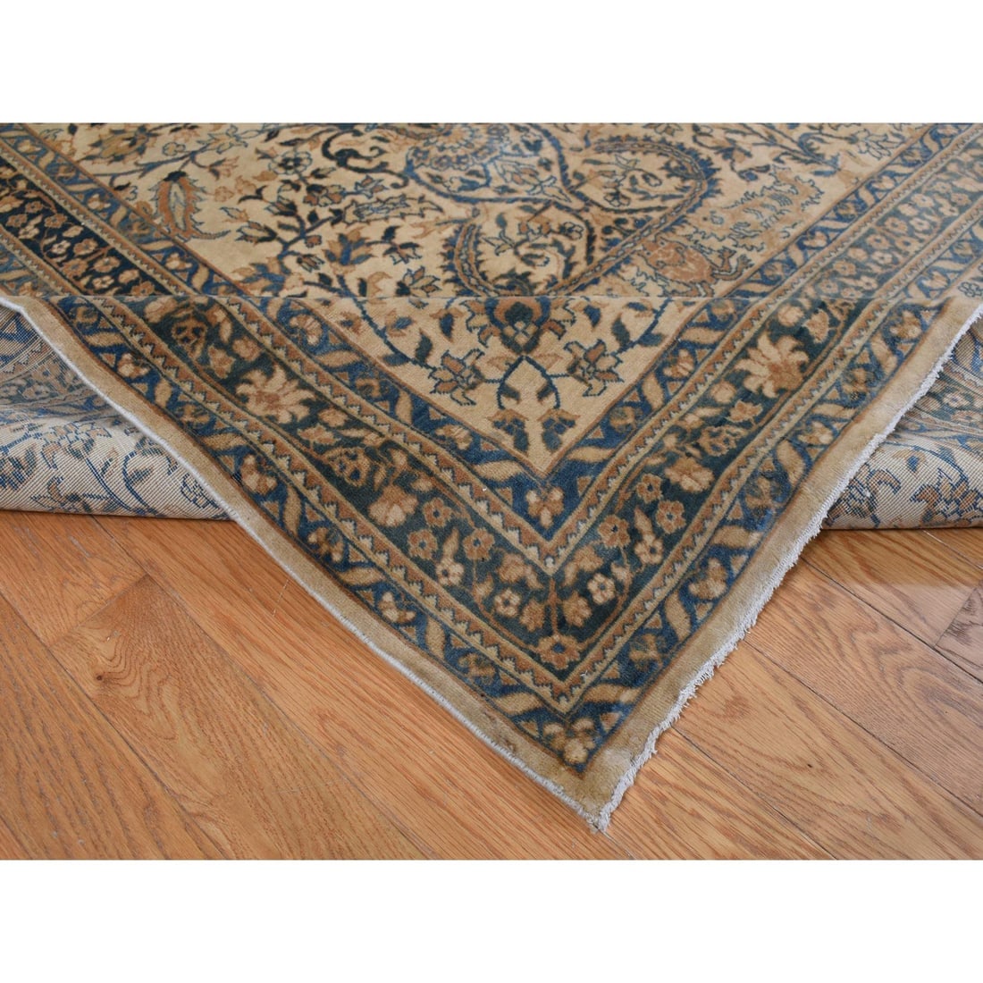 Brown, Antique Indo Kerman Hand Knotted Wool 250 KPSI Runnner Rug - 6